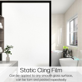 DSuphrzyn Window Privacy Film Frosted Glass Window Film Non Adhesive Static Cling UV Heat Blocking Door Stickers Opaque Decorative Coverings Removable Decals for Home Office (White, 23.6" x 78.7")