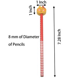 Yansanido Pack of 20 Colorful 7.28 Inch Length Random Cartoon Eraser Pencils, Cute Pencils for Office, School Supplies Students Children Gift (20)