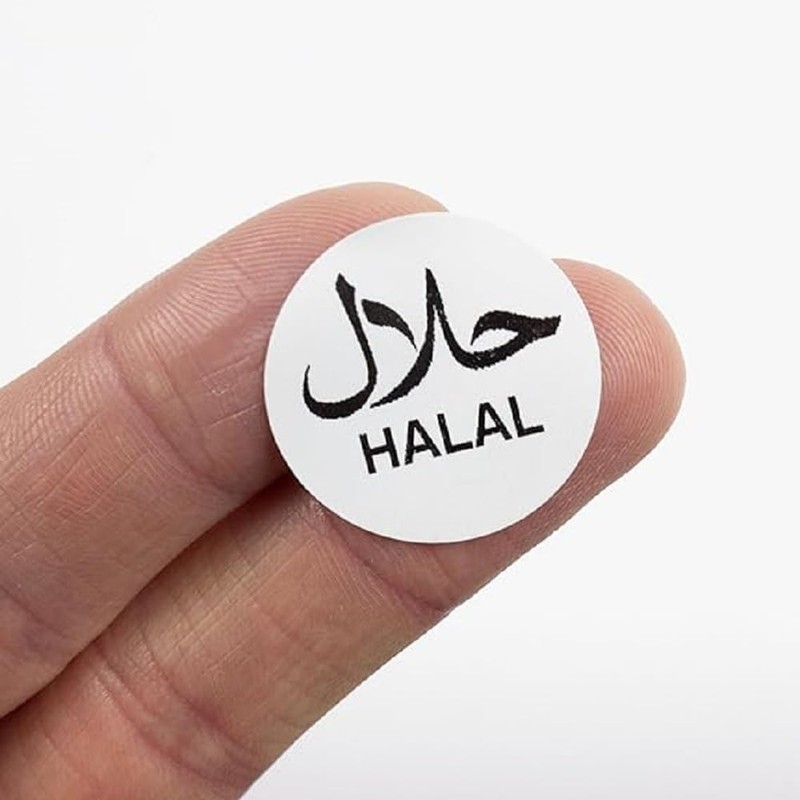 CAA Trading 50 x Small Halal Glossy Waterproof Catering Stickers