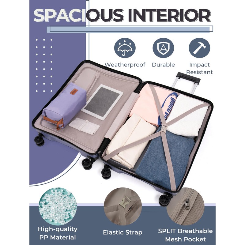 CONCEPTEN Luggage Sets 5 Piece, Suitcases with Wheels, Hardshell Suitcase