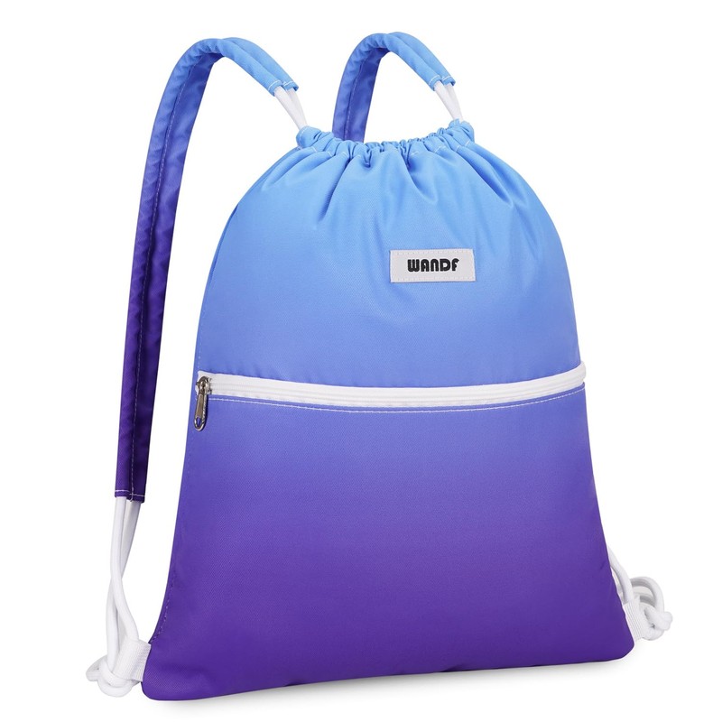 WANDF Drawstring Backpack with Shoulder Pads Sports Gym Bag Water
