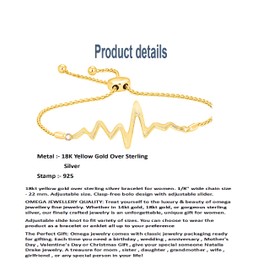 OMEGA JEWELLERY The Elegant Casual Heartbeat Adjustable Charm Bolo Bracelet In 18K Yellow Gold Plated Gift for Her & Him