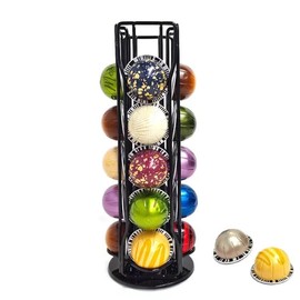 Xfanscafe Vertuo Capsule Holder Rotating Capsule Stand for Storage of Coffee Capsules, Vertuoline Capsule Dispenser for Nespresso Capsules (Black 20vetro)