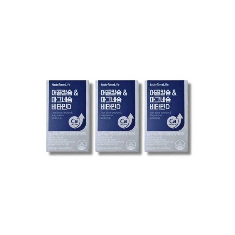 NutriOne Life 뉴트리원 어골칼슘 마그네슘 비타민D 60정 1박스x1개월 NutriOne Fish