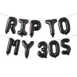 Rip to My 20s 30s Balloons Rip Twenties Thirties Balloons Birthday Decoration 30 40 Birthday Gift Death to My 30s Banner Funeral for My Youth 40th Birthday Decoration (RIP TO MY 30S Black)