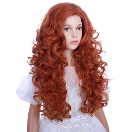 WAVELNM Kids Ginger Wig Girls Orange Wig Child Copper Red Wig Girls Long Curly Wavy Wig Kids Cosplay Wig Synthetic Wigs with Wig Cap