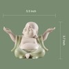 Houlu Small Green Laughing Buddha Statue for Home Decor, Ceramic