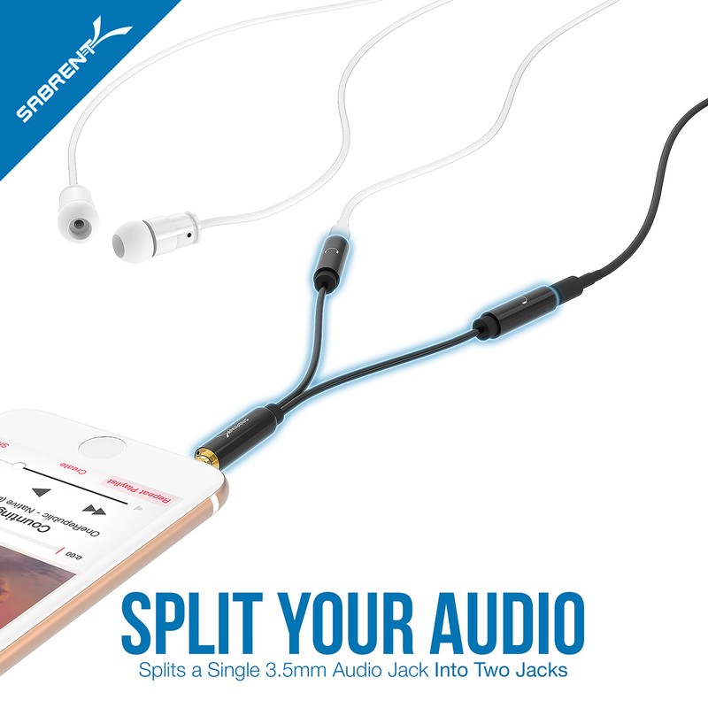 Sabrent 3.5 mm Audio Stereo Y Splitter Adapter for Speakers