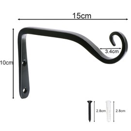 JunGG Plant Holder Hanging Basket Holder 15 cm Iron Hanging Plant Holder Wall Hook Hanging Basket Wall Plant Hook for Planters Bird House Lanterns Wind Chimes Wall Sconces, Pack of 2