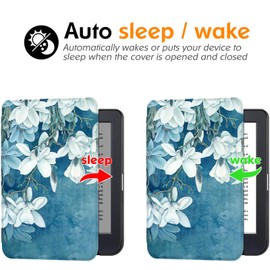 BOZHUORUI Slim Case for Kobo Clara HD (2018 Release,Model N249) - Premium PU Leather Book Folio Protective Cover with Auto Sleep & Wake (Magnolia)