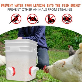 Automatic Chicken Feeder No Waste DIY Automatic Chicken Feeder Rodent Safe Weatherproof Chicken Feeder for Buckets Barrels Container Troughs, Pack of 4