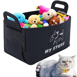 Kiswleon Dog Toy Box,Felt Stuff Storage Baskets with Designed Metal Handle,Foldable Cat Toy Box,Dog Toy Basket with Handle,Storage Bins for Pet Toys,Clothes,Accessory