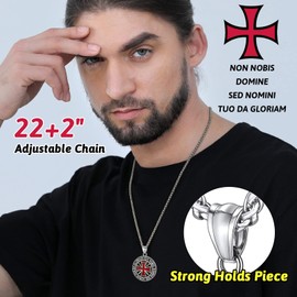 Knights Templar Seal Necklace Christ Fellow Soldiers Pendant for Men Women Protection Jewelry Gift for Father