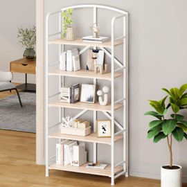 No-Assembly Folding Gold Bookshelf Storage Shelves 5 Tiers Vintage Multifunctional Plant Flower Stand Storage Rack Shelves Bookcase for Home Office