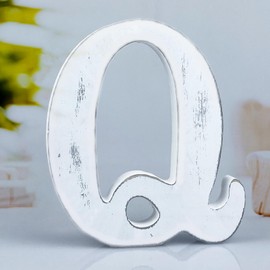 WOODOUNAI 8 Inch Rustic White Wood Letters Unfinished Wood Letters for Wall Decorative White Retro Standing Letters Sign Board Decoration for Craft Home Party Projects (Q)