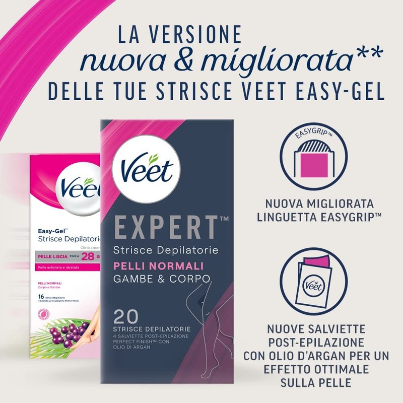 Veet Expert Strisce Corpo e Gambe Pelli Normali, 10x2 strisce