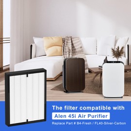 45i Replacement Filter for Alen Breathesmart Flex Bh400 45i Air Purifier H13 Grade True HEPA Fresh Filter B4-Pure/Fl40 2 x Hpea + 4 x Carbon Filter