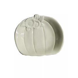 Harvest Fall Pumpkin Dish, Beige Perfect For Nuts/Candy Decorating. 6 Inches
