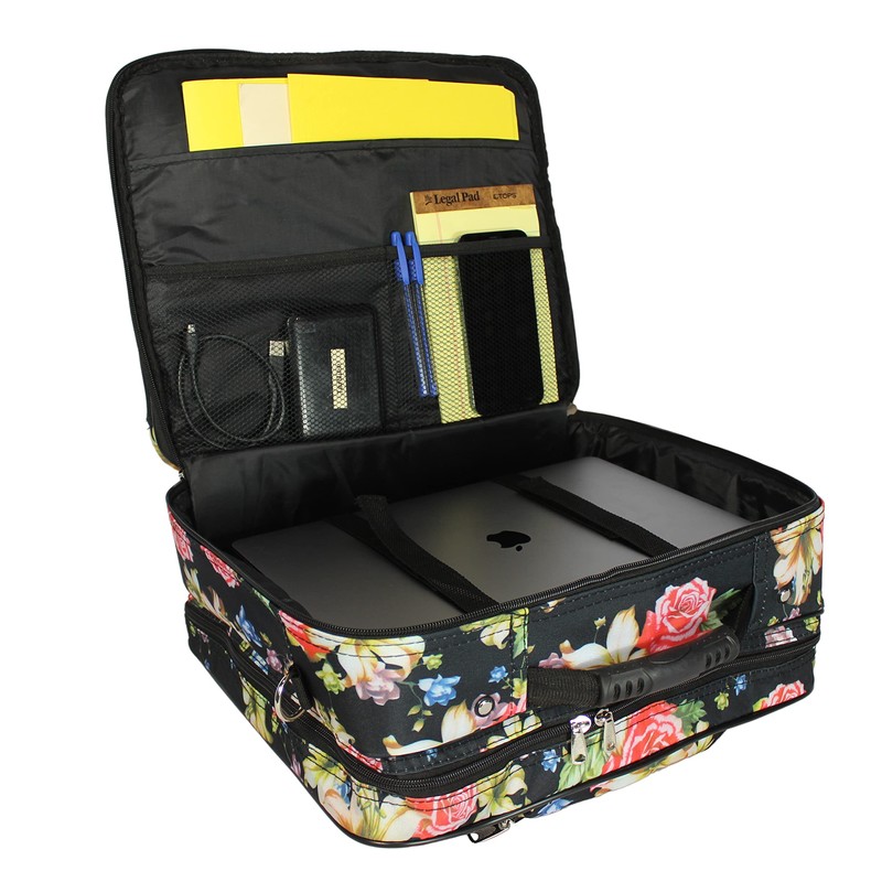 World Traveler Rolling 17-Inch Laptop Briefcase Computer Case, Rose Lily,