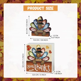 Smile Thanksgiving Wooden Decor Indoor, Turkey Decor Give Thanks Box Sign, Thanksgiving Table Tiered Tray Kitchen Decorations