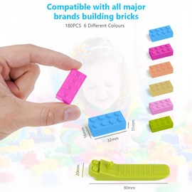 HOTUT Classic Building Blocks, 180 Pieces 2 x 4 Basic Building Blocks Box, Mixed Classic Building Blocks Set for Children, Compatible with All Major Brands, Creative Building Blocks for Boys and Girls