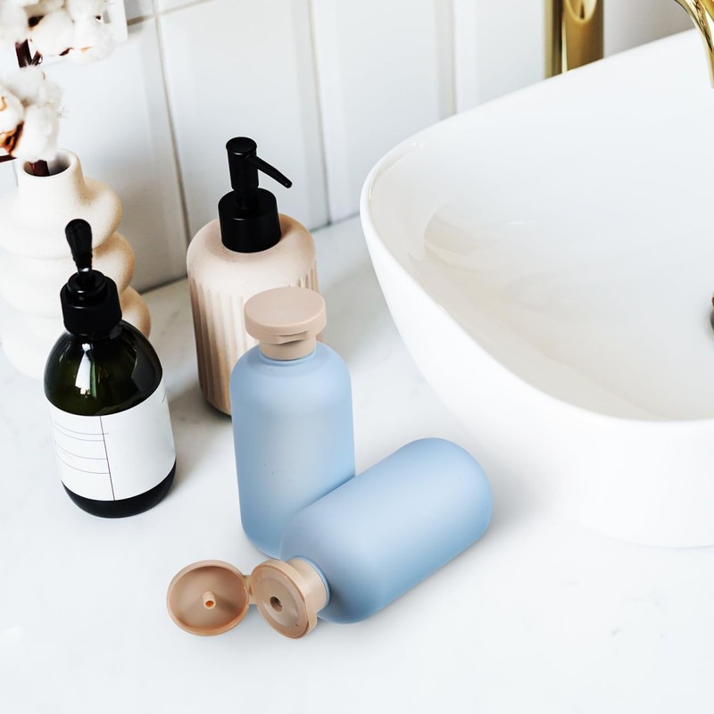 Baluue 2pcs Travel Shampoo Bottles Refillable Toiletry Containers with Wide