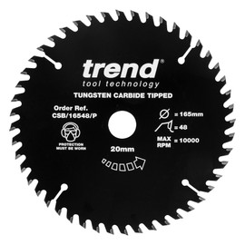 Trend Wood PTFE Circular Saw Blade, 165mm Diameter, 20mm Bore, 48 Teeth, TCT, 2.2mm Kerf, CSB/16548/P