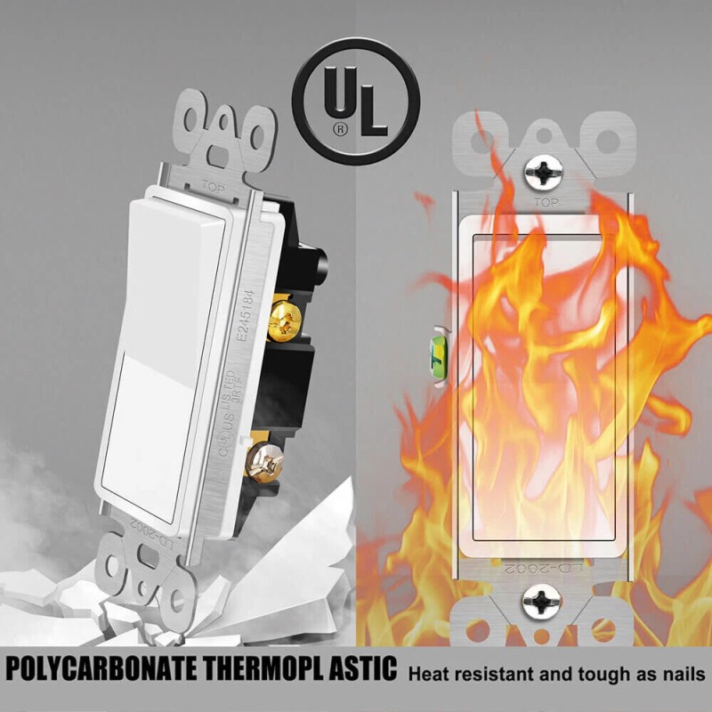 GREENCYCLE 3-Way Wall Light Switch On/Off Rocker Paddle Switch 15A