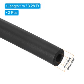 PATIKIL 7mm ID x 15mm OD x 1m Long Pipe Insulation Foam Tube, 2pcs Pipe Cover Wrap Roll EPDM Bar Tubing for Handle Grip HVAC Air Conditioner Units, Black