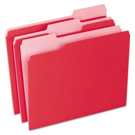 Pendaflex 15213RED Colored File Folders, 1/3 Cut, Letter Size, Red, 100/Box