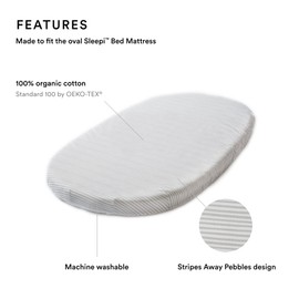 Stokke Sleepi Fitted Sheet by Pehr, Stripes Away Pebbles - Soft Sheets for Stokke Sleepi Mini & Crib/Bed - Available in Playful Patterns - 100% Cotton
