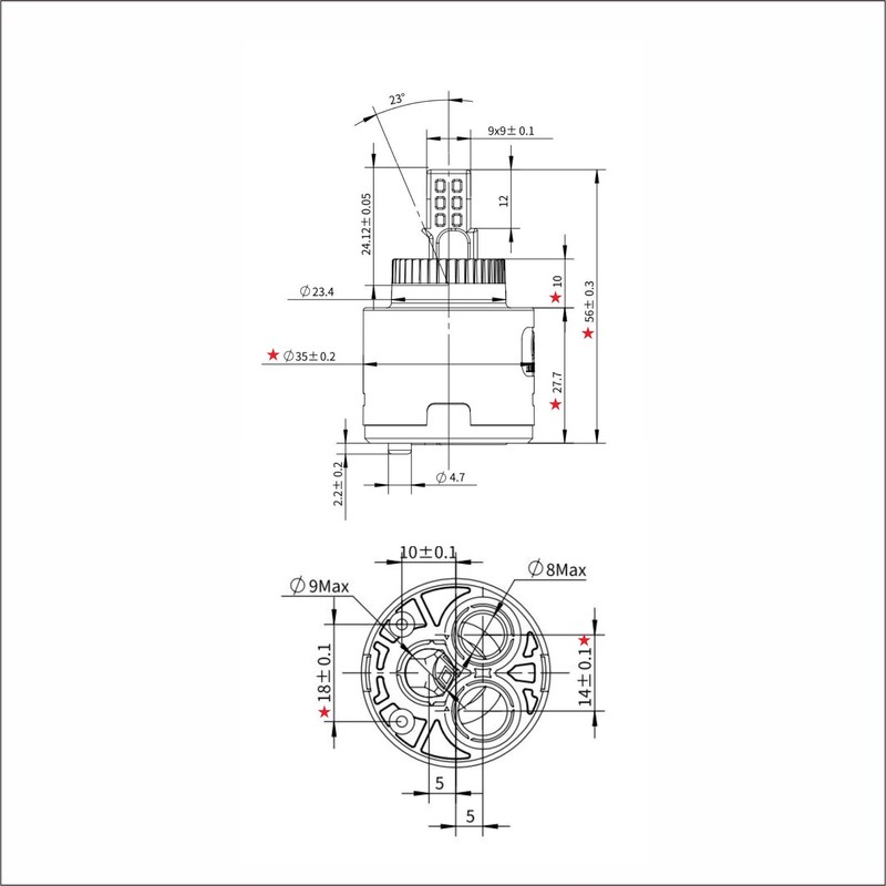 Diameter35mm Low Torque Ceramic Cartridge Without Distributor,Replacement for Single Handle