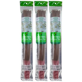 3 - Aroma Fusion 19"" Jumbo Hand Dipped Incense 10-Stick Packs - Jasmine Scent, Green, AF19CH3