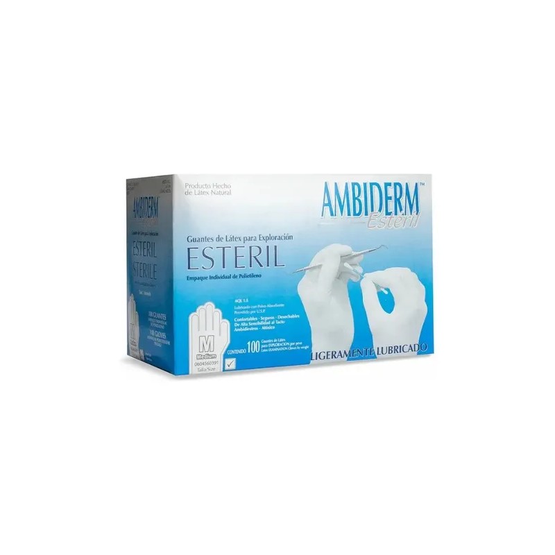 Guante Látex Ambiderm Estéril C/100 Piezas Talla M