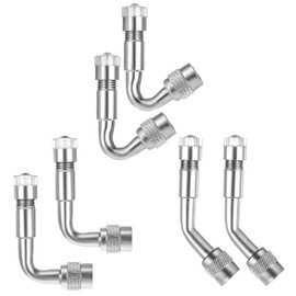 Pack of 6 Valve Extension Car Valve 45 Degrees 90 Degree 135 Degrees Valve Extension Adapter Metal Car Valve with Flexible Tyre Valve Extension for Double Wheel Bicycles and Motorcycles (Silver)