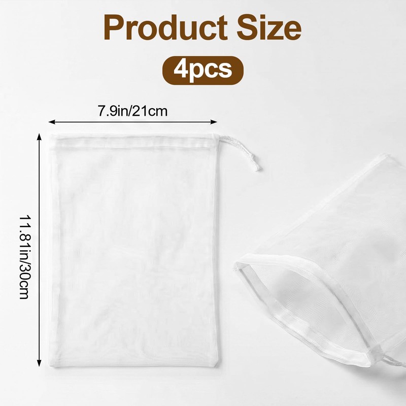4Pcs Strainer Bags For Juicing, Nylon Cheese Cloths Bags For
