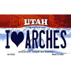 I Love Arches Utah State License Plate Magnet M-10235 Mini Licence Plate Magnet