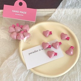 Pack of 6 Hair Clips, Pink Heart-Shaped Duckbill Clip, Cute Pony Clip, Forehead Fragmentation Headband, Suitable for All Thick and Thin Hair Styles, Beach Party Pool Accessories