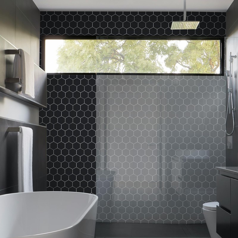 6-Sheet Black Hexagon Peel and Stick Backsplash for Kitchen and