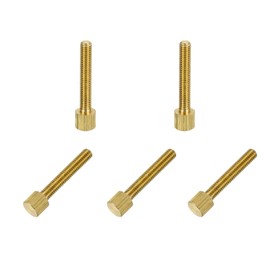 uxcell 5Pcs Brass Knurled Thumb Screws, M4x25mm (7x6mm Head) Flat Stripe Bolt Knob Fasteners Solid Brass Diamond Knurled Thumb Screws Knobs for Electronic, Mechanical