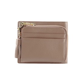 Style on Bag LIZDAYS Women's Genuine Leather Bi-fold Wallet, Compact Wallet, Card Case, grey beige