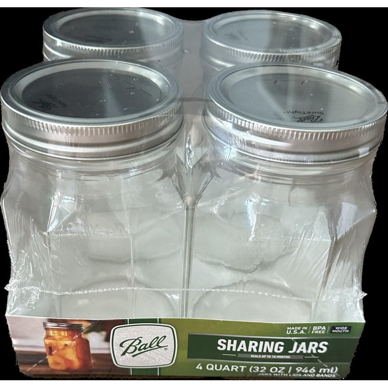 Ball Premium Glass Sharing Jar, Wide Mouth, 32 oz, 4