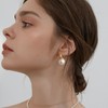 Pearl Earrings for Women Trendy Gold Pearl Hoop Earrings Double