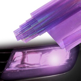 AuMoHall 1 Roll Purple Holographic Laser Headlight Taillight Tint Honeycomb Graphic Chameleon Tail Light Lamp Cover Film Car DIY Self Adhesive Tint Film Sheet, 11.81'' x 62.99''