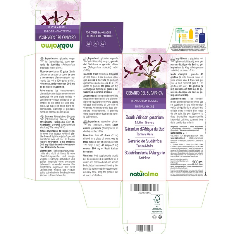 South African Pelargonium or African Geranium (Pelargonium sidoides) Roots Alcohol-free