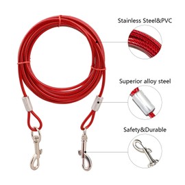 10ft Dog Cable,Dog Tie Out Cable Up to 125 Pounds,Tie Out Cable for Dogs with PVC Coating,Dog Chains for Outside and Indoor