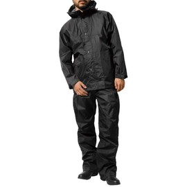 Makku Raincoat (Water Pressure Resistance: 15,000 mmH2O) (Moisture Permeability: 10,000 g/m2) (Reflective Print) (Hem Adjustable Tape Function) (Hood Rollup) (Large Storage Pocket) Black L