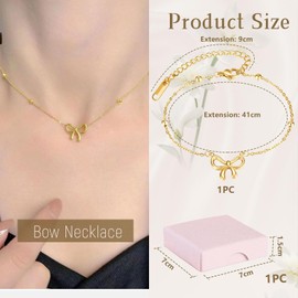Kotkiddy Bow Necklace for Women Girls Bow Necklace 18K Gold Plated Band Necklaces Fashion Jewelry Gifts