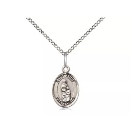Bliss Sterling Silver Saint Anne Medal Pendant Necklace 18" Chain GiftBox