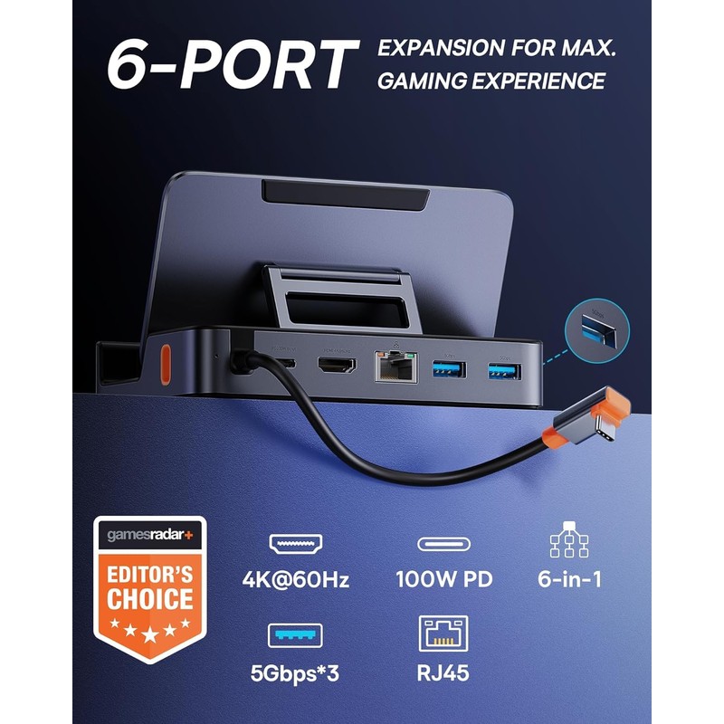 Steam Deck Dock, Baseus 6-in-1 Docking Station for Steam Deck/ROG